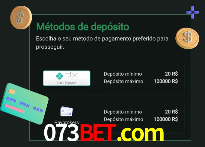 O cassino 073bet.com oferece uma grande variedade de métodos de pagamento